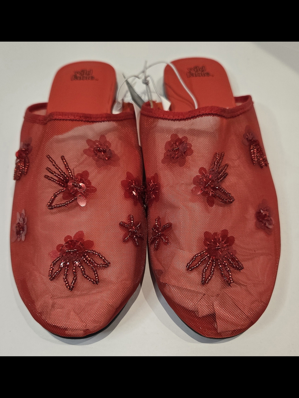 Wild Fable Pixie Red Floral Mesh Slip-On Flats